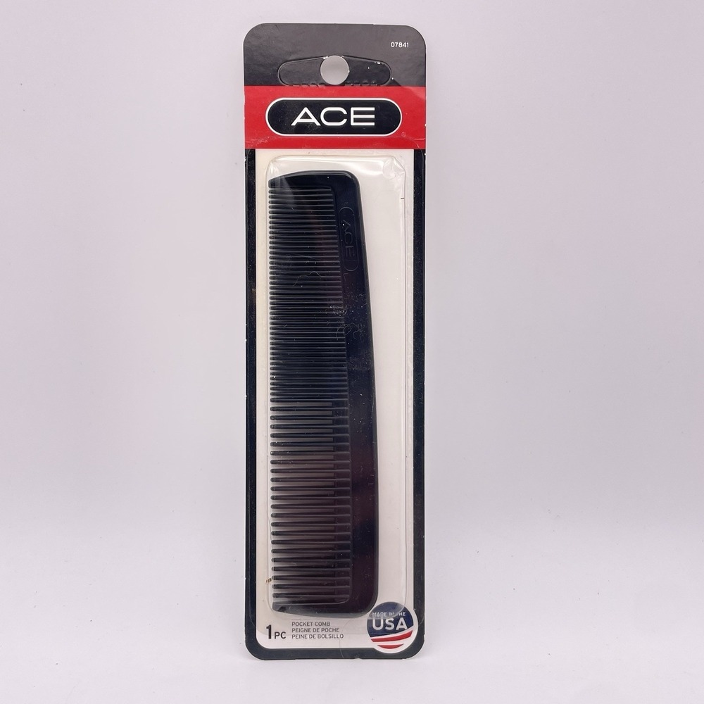 2015 Ace‎ 5" Pocket Comb Made In USA NEW Black Plastic